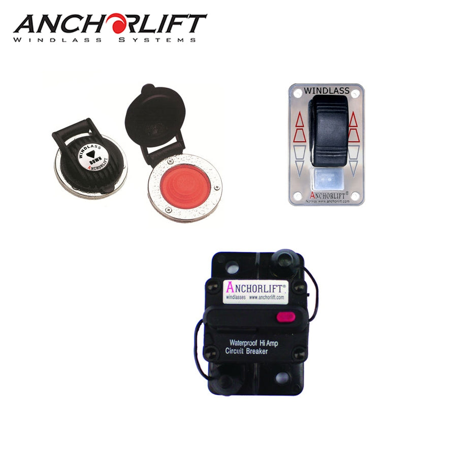 Anchorlift Windlass Combo Pack with Footswitch, Rocker Switch, and Breaker