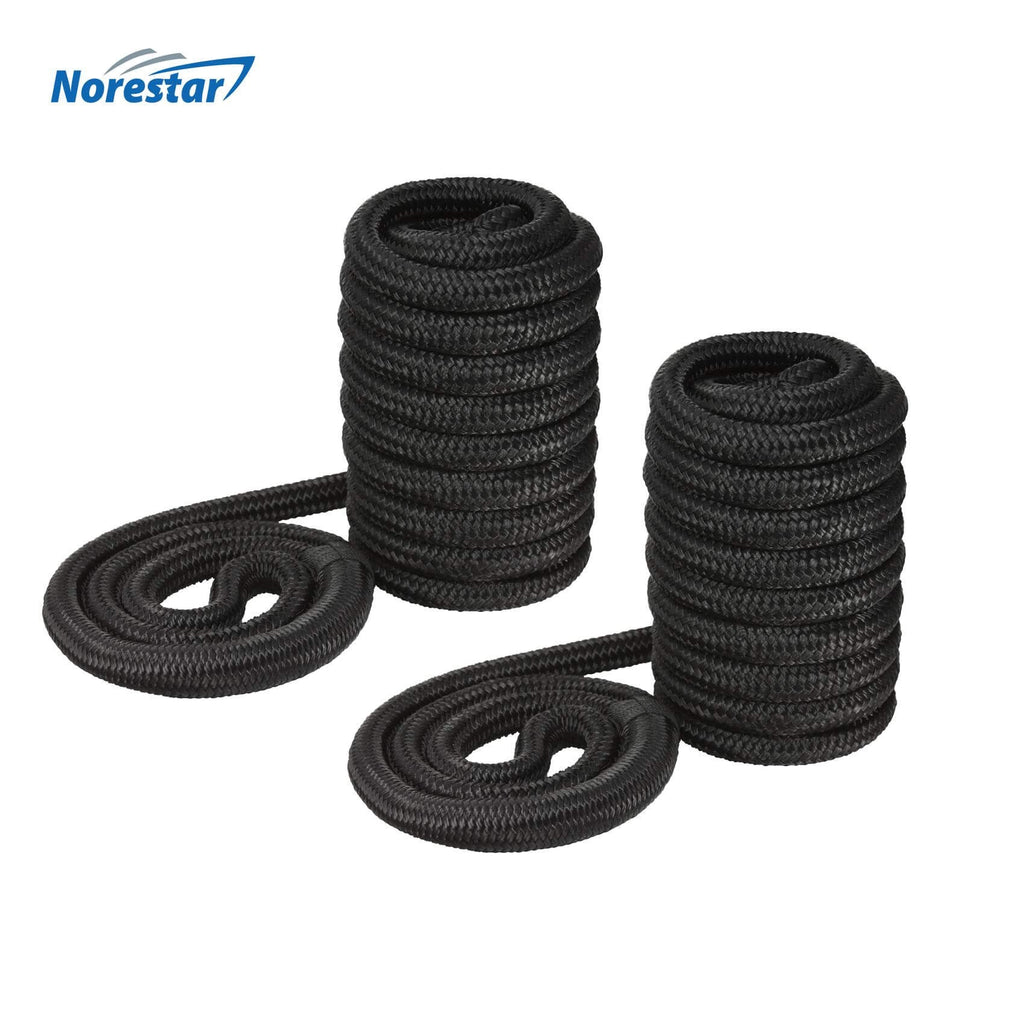 Two Norestar Braided Nylon Dock Lines, Black