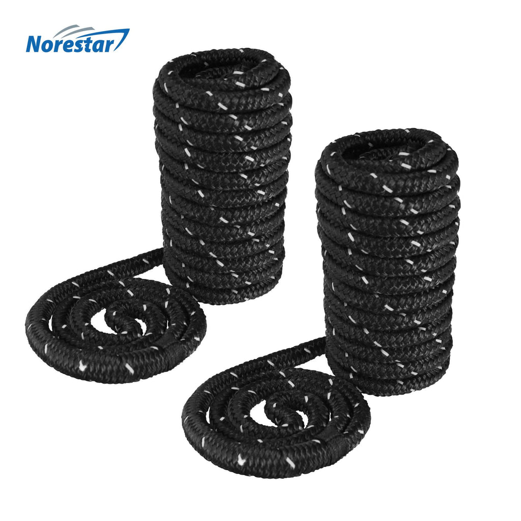 Set of Two High-Visibility Reflective Braided Nylon Dock Lines, Black