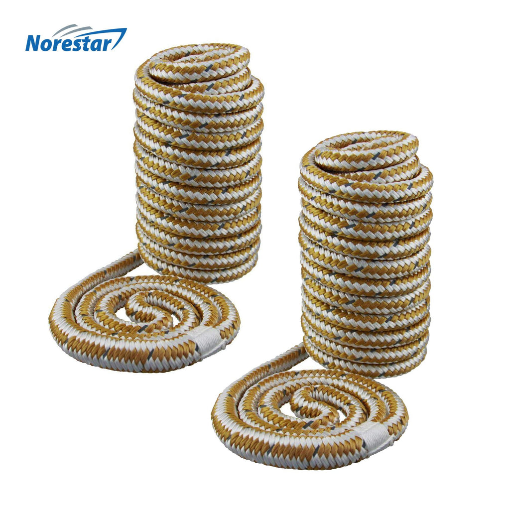 Set of Two High-Visibility Reflective Braided Nylon Dock Lines, Gold