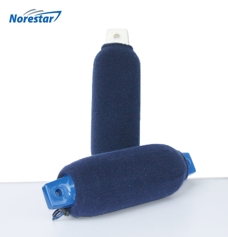 Two Ribbed Eye Fender Covers/Socks, Marine Fleece, Fits Fenders 6.5" x 23", Navy Blue